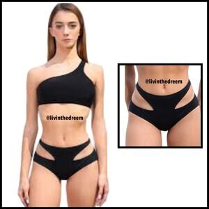 Windsor Black Strappy Bikini Bottoms SZ L $19